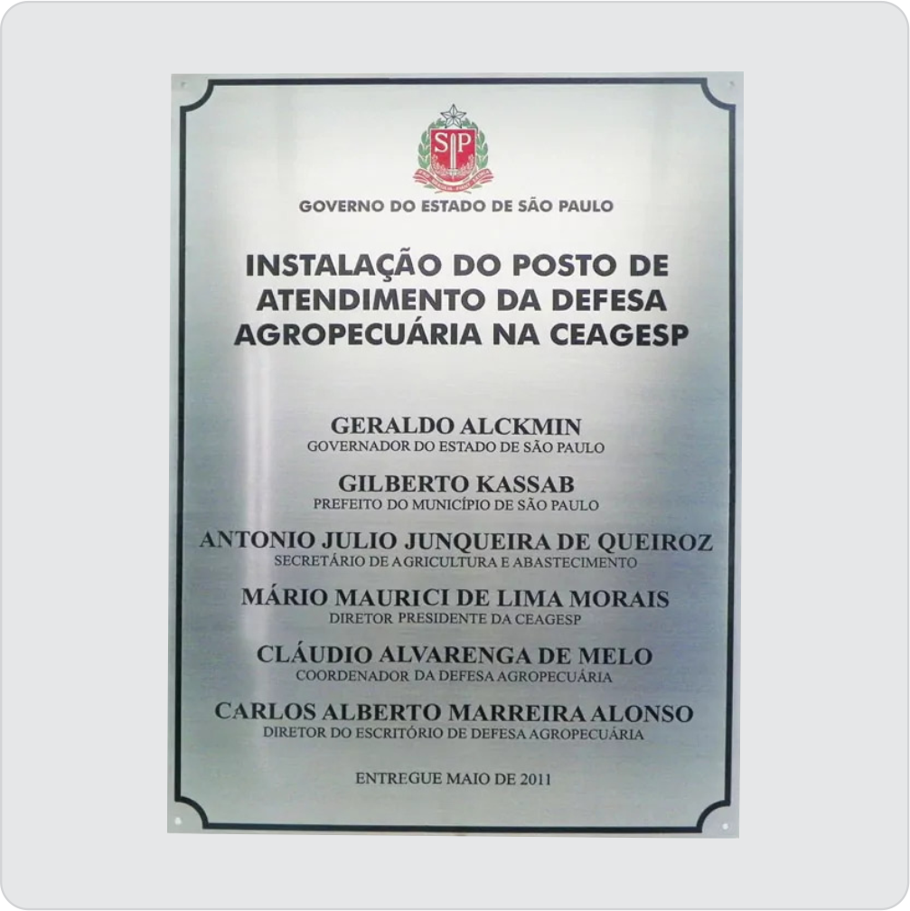 placa de inauguracao em aco inox
